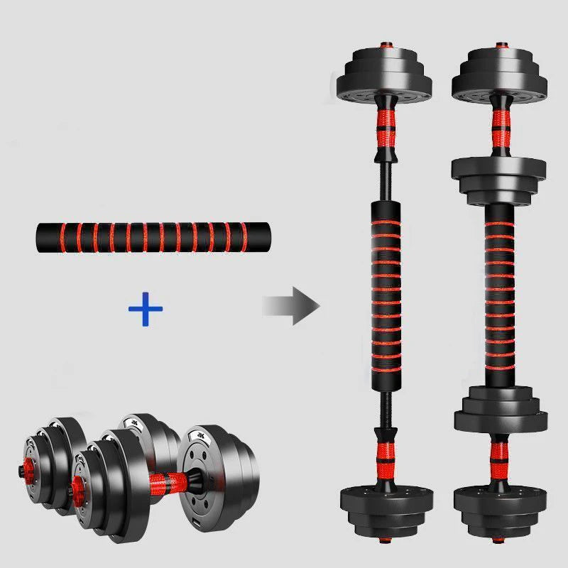 5-44lbs Adjustable Dumbbell to Barbell Set, Anti-Slip Grip, Versatile