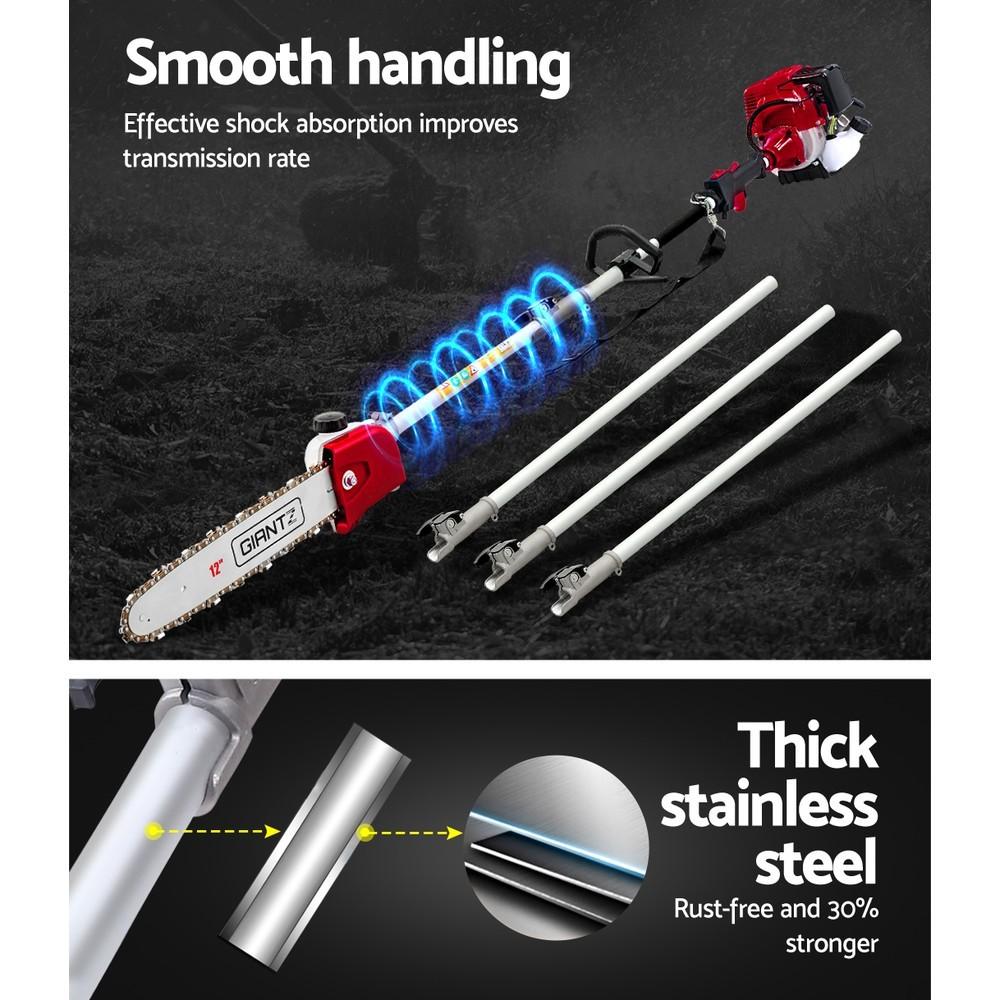 Giantz 4 Stroke Pole Chainsaw Petrol Hedge Trimmer Tree Pruner 12'' 9