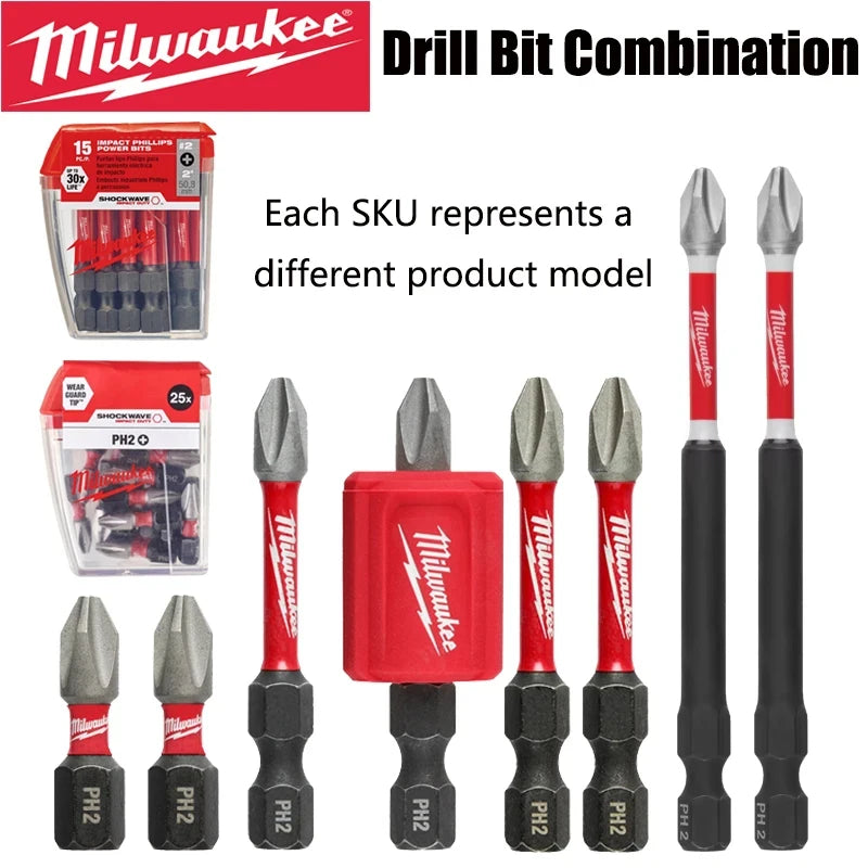 Milwaukee Shockwave PH2 Impact Drill Bits 25mm/50mm/90mm Head
