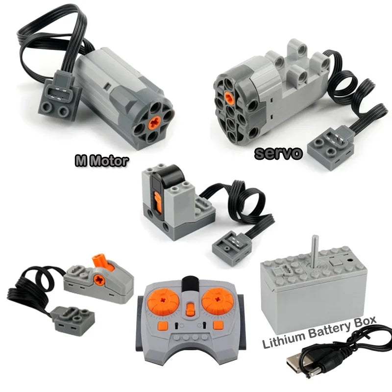 M/L/XL/Servo Motor Technical Building Blocks Parts Power Functions Lithium Battery Box 8883 88004 PF Bricks DIY Toys Accessories