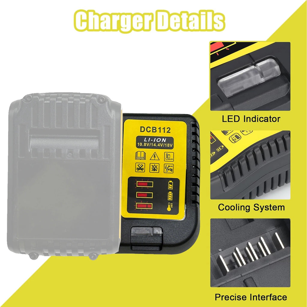 DCB112 Battery Charger For Dewalt 10.8V 12V 14.4V 18V 20V DCB206