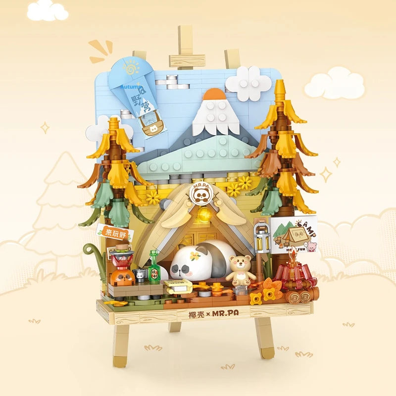 LOZ Four Seasons Scene Panda Stereo Model Assembled Ornaments Building Block Toys Children's Day Toy Gift