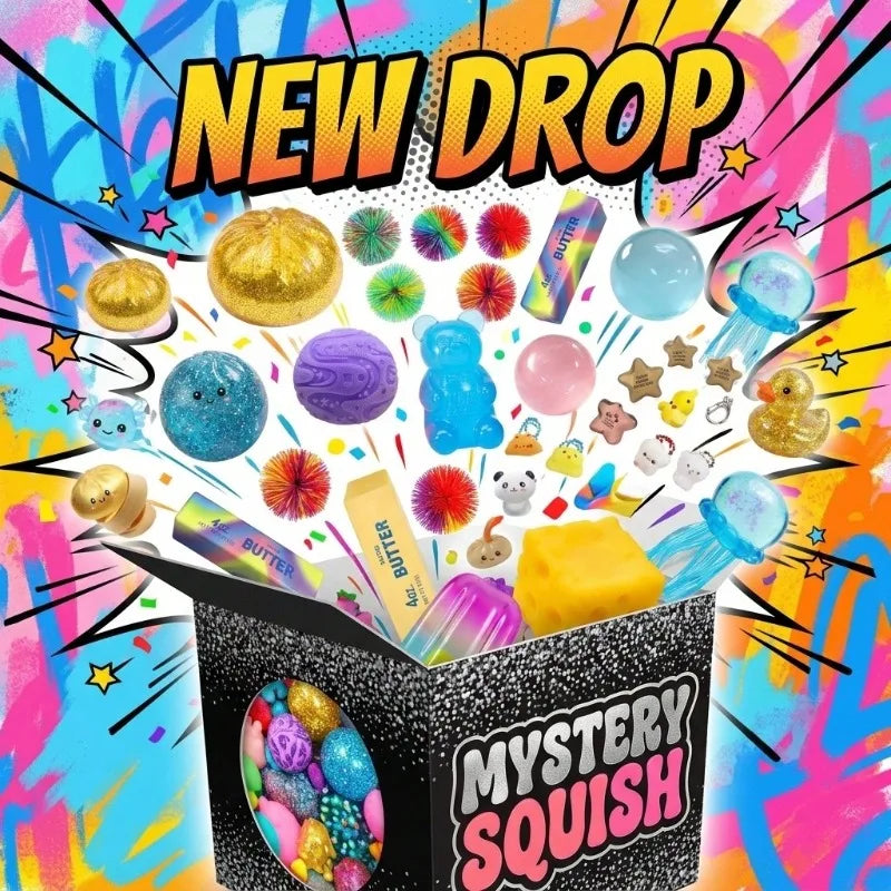 Squish Time Nee Doh Mystery Blind Box, Random Squeeze Fidget Toy, Stress Relief Cute Sensory Toy for All Ages