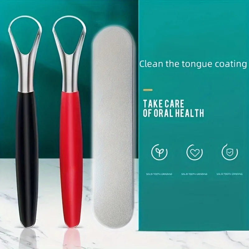 A Stainless Steel Tongue Scraper Designed to Bad Breath, This Reusable Oral Hygiene Tool Serves As a Tongue Cleaning Beauty