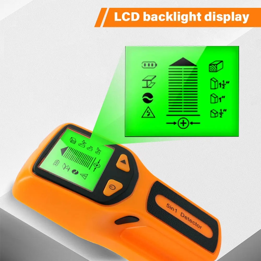 Handheld 5 in 1 Digital Wall Stud Detector Wood Scanner Metal Finder