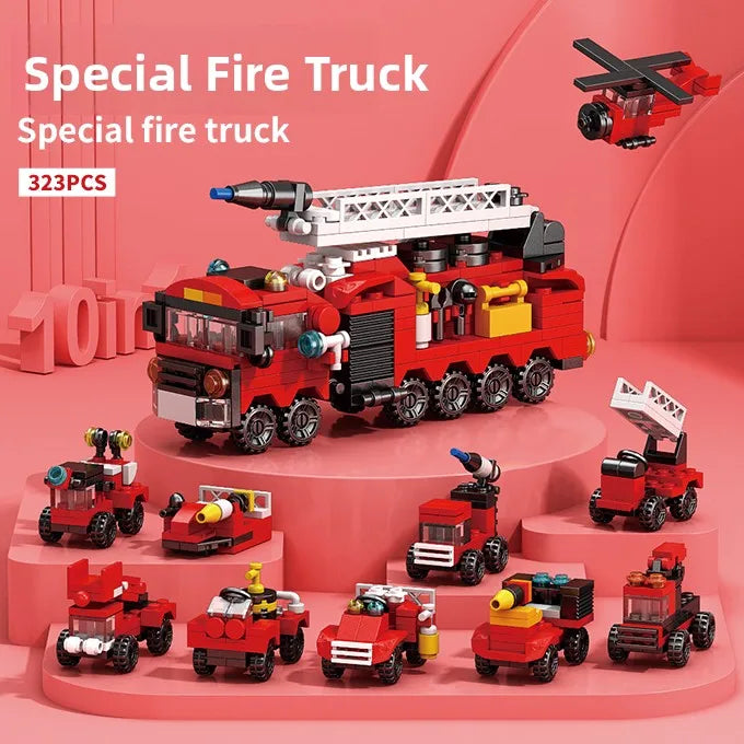 Lele Brothers 10-in- Special Firefighting Cloud Ladder Assembly Model Boys Building Blocks Puzzle Toy Educational Logic Trai...