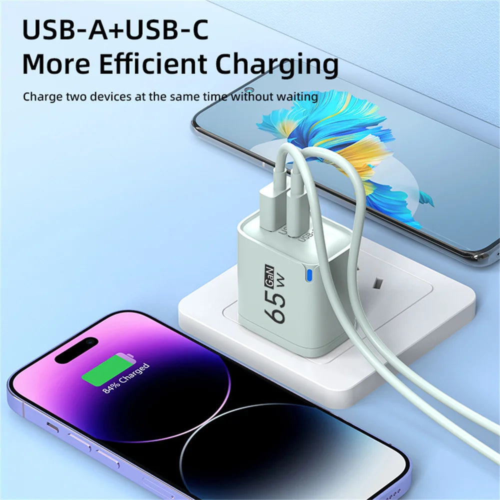 USB 65W Fast Charging Charger Type C High Speed Charge Mobile Phone