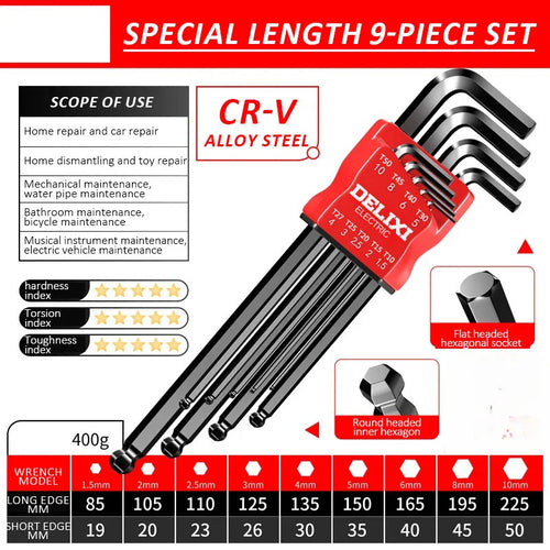 DELIXI ELECTRIC Allen Key Set，Allen Hex Wrench Screwdriver Set With