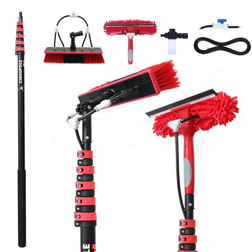 20/24ft Water Fed Pole Brush with Squeegee Kit Telescopic High Reach