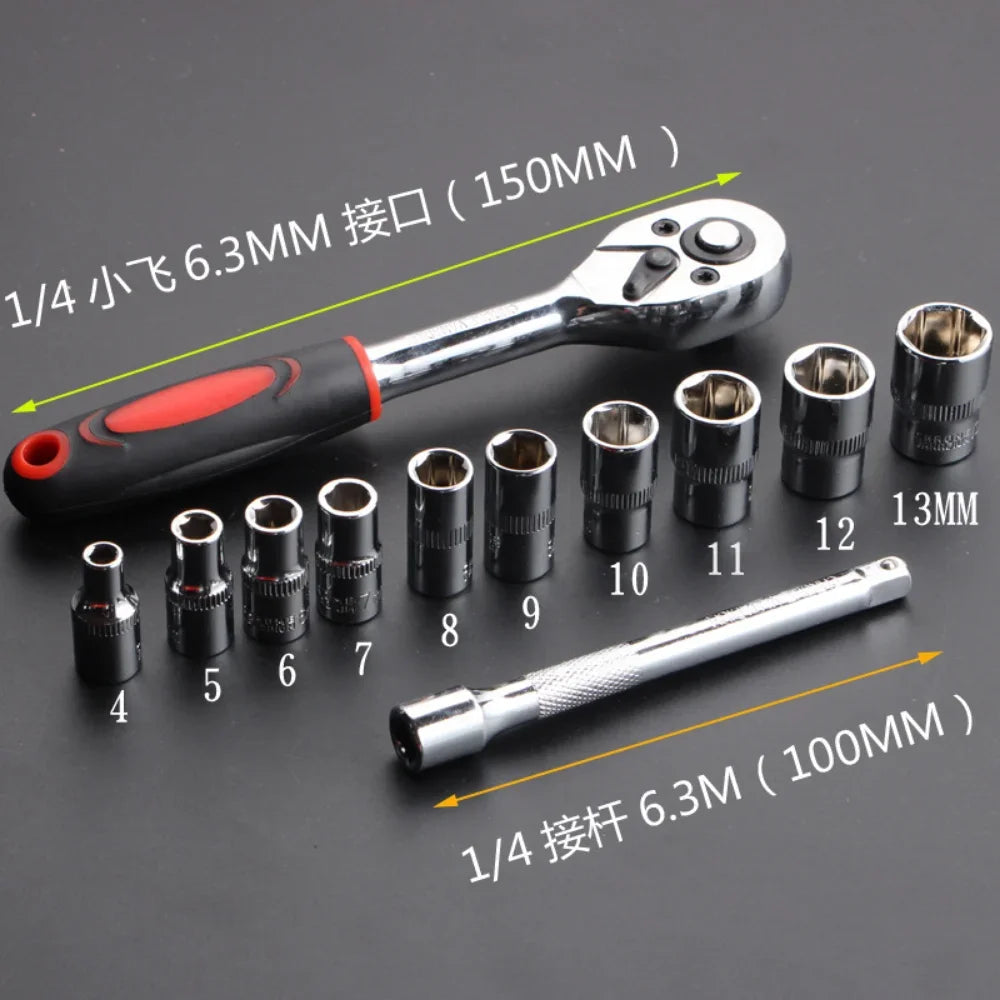12 Pcs Set Wrench Socket Set Motorcycle Bicycle Repairing Tool