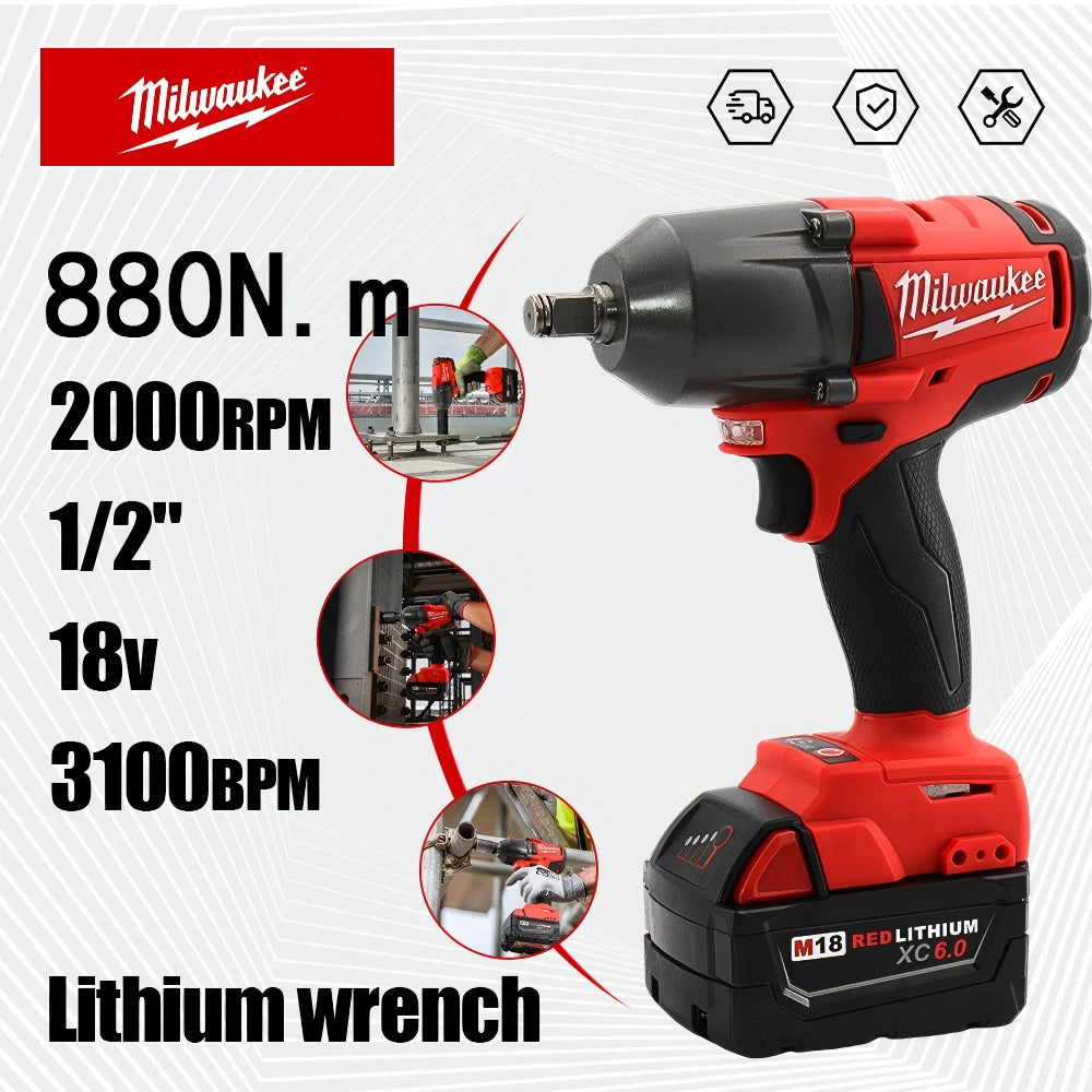 Milwaukee 18V Brushless Impact Wrench 880N.m Max Torque 1/2 Inch