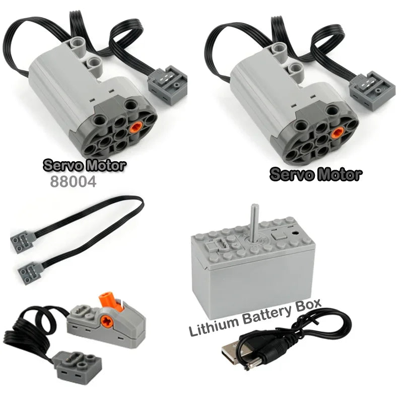M/L/XL/Servo Motor Technical Building Blocks Parts Power Functions Lithium Battery Box 8883 88004 PF Bricks DIY Toys Accessories