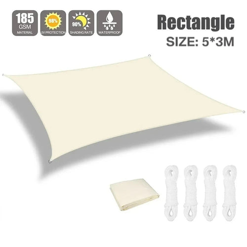 Beige Sun Shade Sail Rectangle Square Triangle Canopy Awning Cloth UV