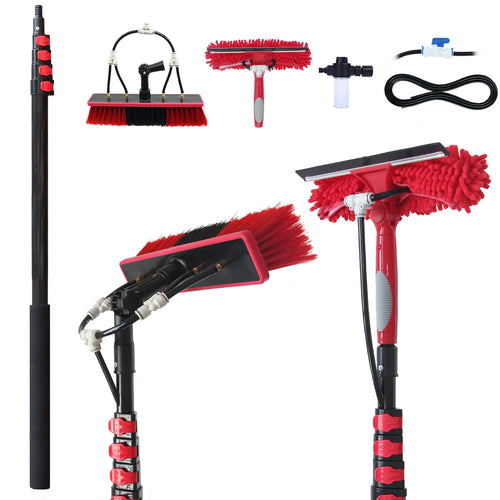 20/24ft Water Fed Pole Brush with Squeegee Kit Telescopic High Reach