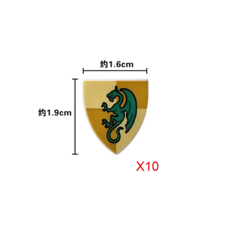 Medieval Weapons Accessories Building Blocks Solider Castle Knight Legion Red Lion Black Eagle Armor Cloak Shield Dragon Bricks