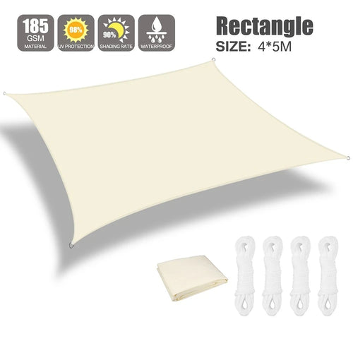 Beige Sun Shade Sail Rectangle Square Triangle Canopy Awning Cloth UV