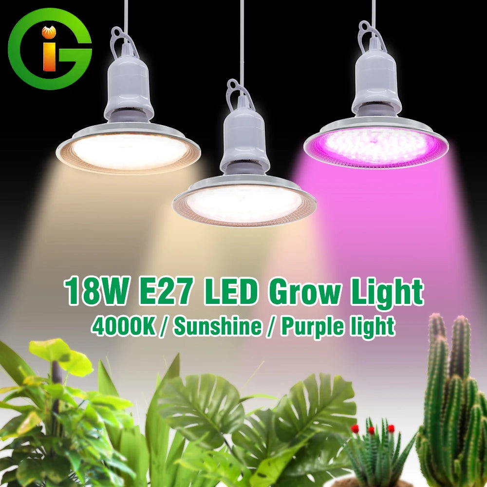 E27 18W Full Spectrum LED Grow Light Sunlike Phytolamp Bulb for Plants