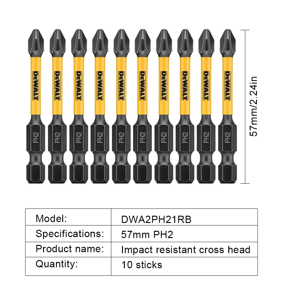 DEWALT 2/5/10PCS PH2 57mm Impact Screwdriver Bits Phillips Bit