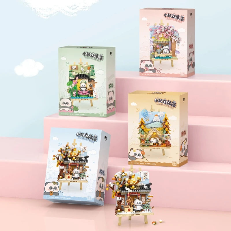 LOZ Four Seasons Scene Panda Stereo Model Assembled Ornaments Building Block Toys Children's Day Toy Gift