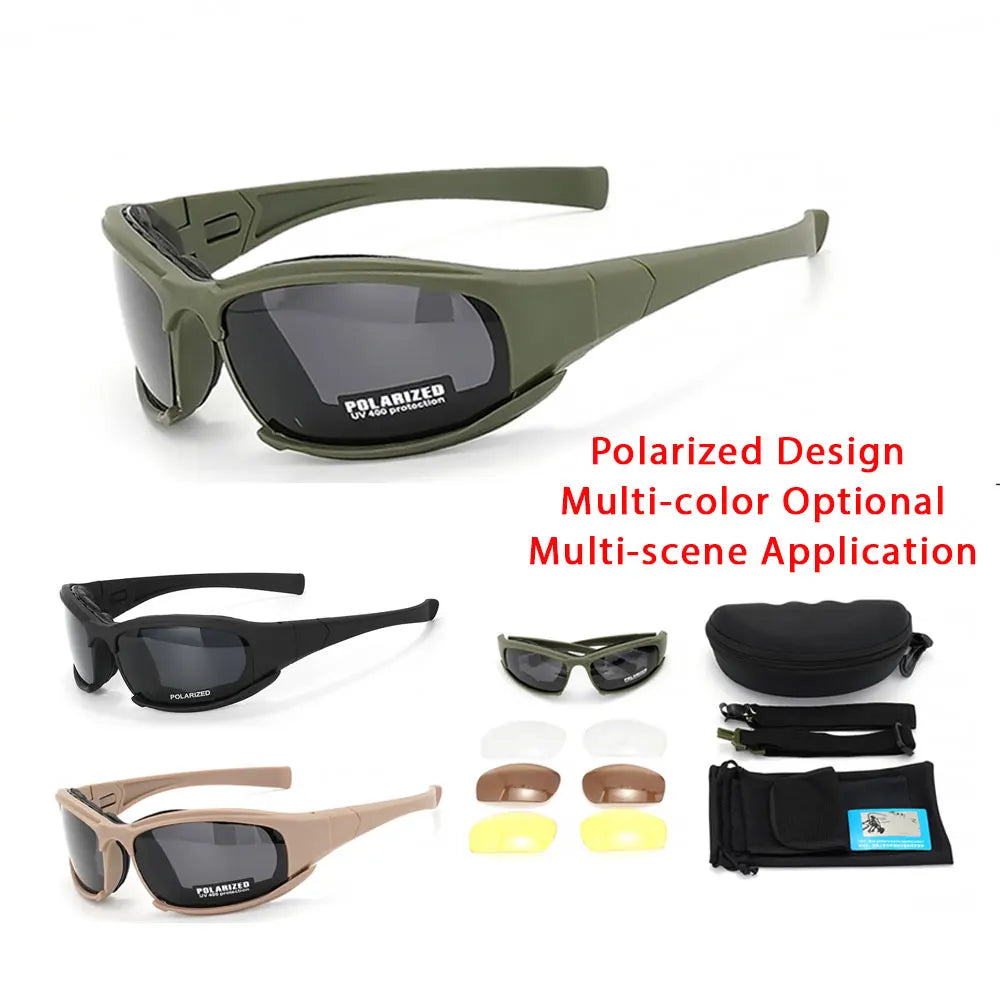 New 4 Lens Tactical Goggles - Polarized Windproof & Dustproof Safety