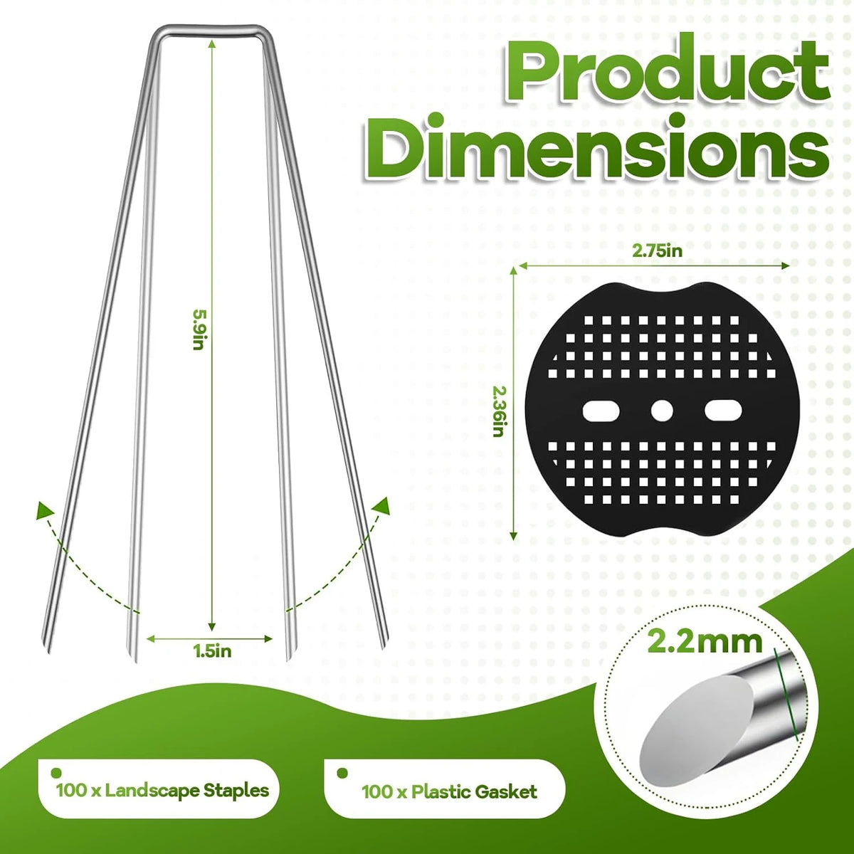 100-400Pcs U-Shaped Garden Ground Pegs with Buffer Washers, Stakes for