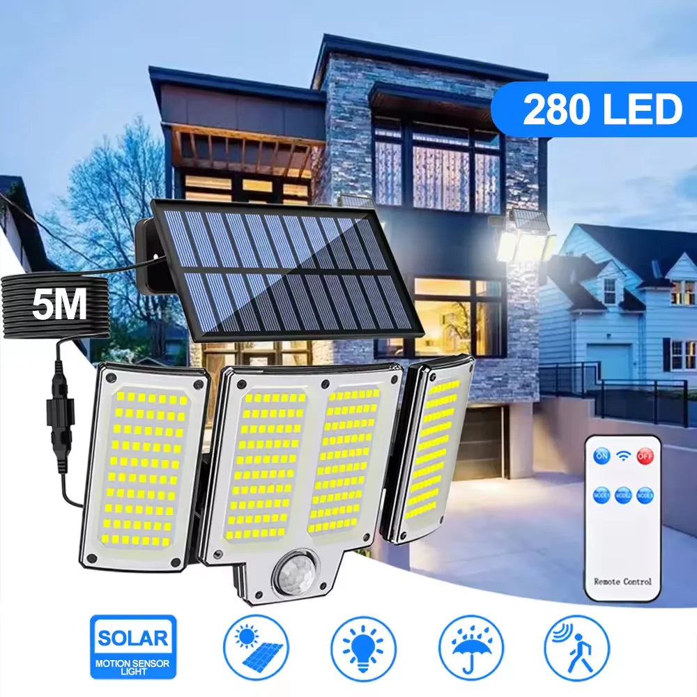 234LED Solar Lights Outdoor With 3 Modes Motion Sensor Solar Flood