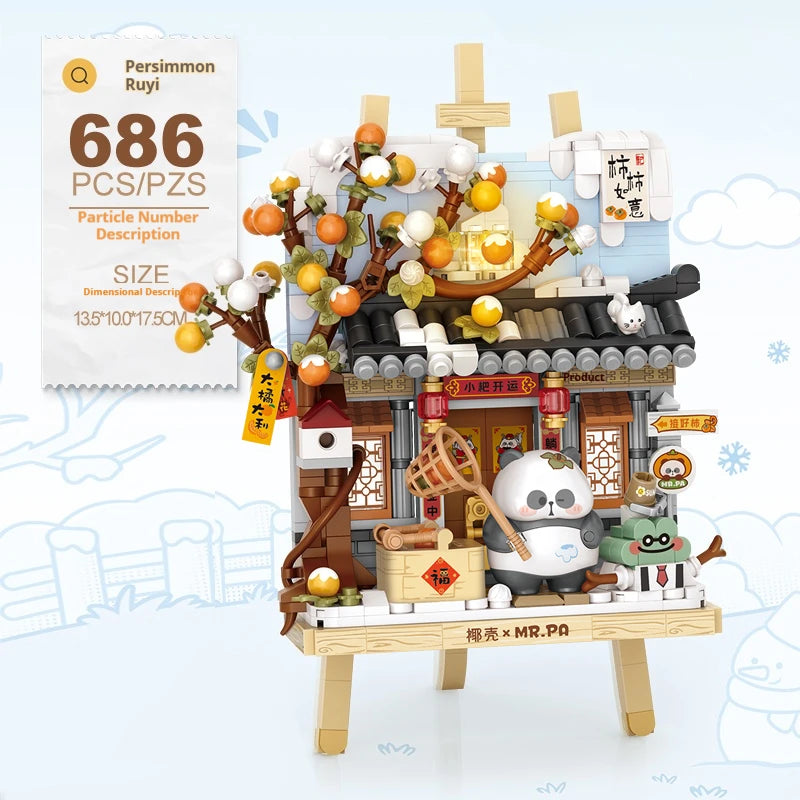 LOZ Four Seasons Scene Panda Stereo Model Assembled Ornaments Building Block Toys Children's Day Toy Gift
