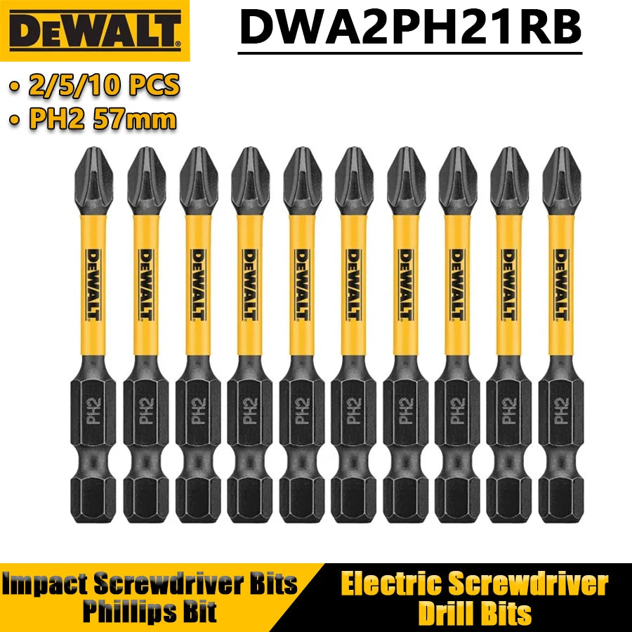 DEWALT 2/5/10PCS PH2 57mm Impact Screwdriver Bits Phillips Bit