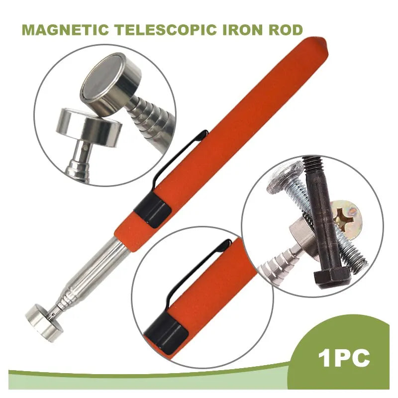 8 Pound Magnetic Retractable Pickup Orange Suction Iron Rod Portable