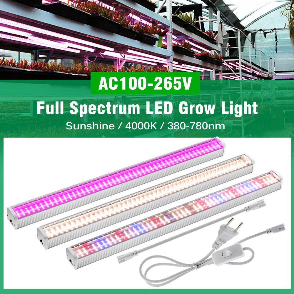 Full Spectrum LED Growth Tube 4000K/Purple/Sunlight Plant Lamp