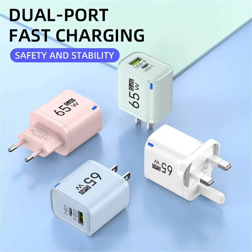 USB 65W Fast Charging Charger Type C High Speed Charge Mobile Phone