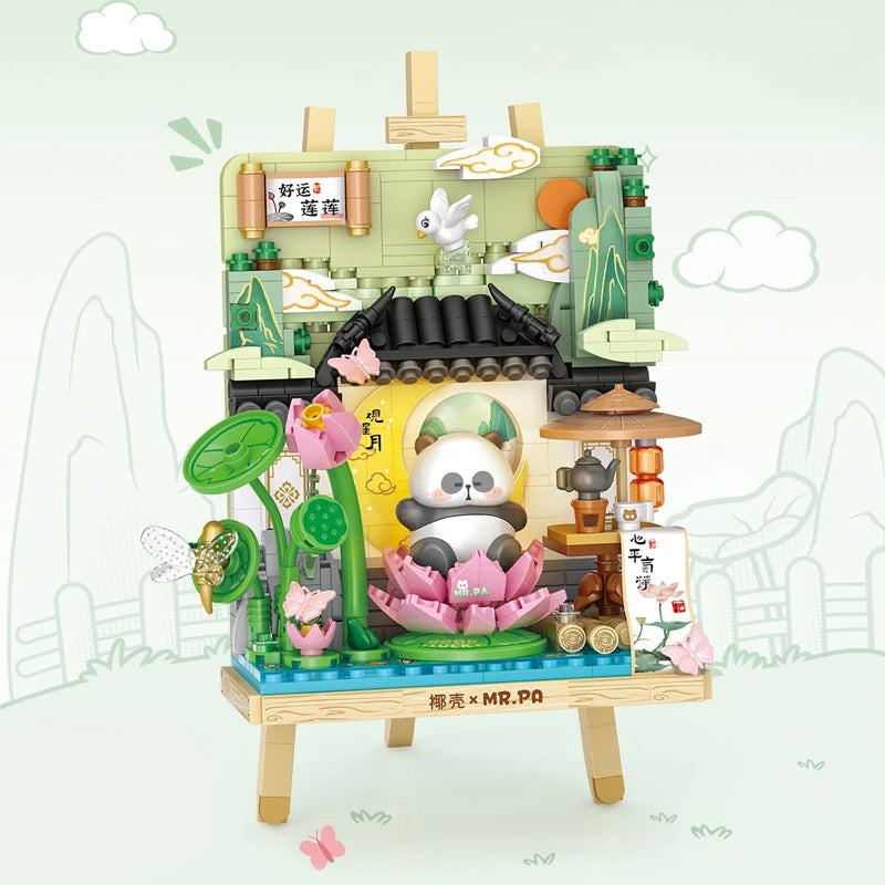 LOZ Four Seasons Scene Panda Stereo Model Assembled Ornaments Building Block Toys Children's Day Toy Gift