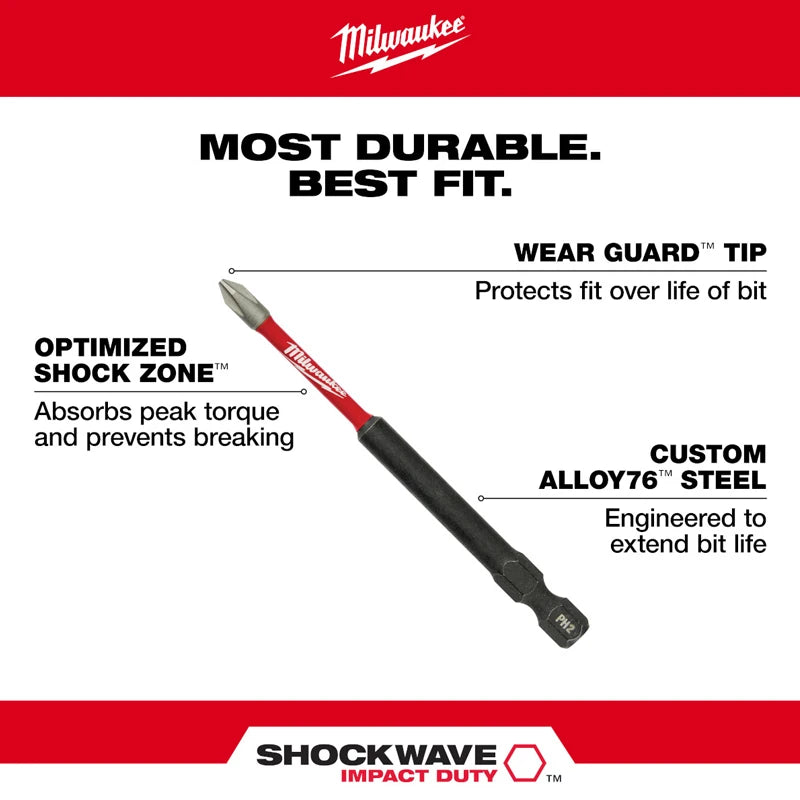 Milwaukee 4932430856 SHOCKWAVE PH2 Cross Impact Bit (90mm) w/Original