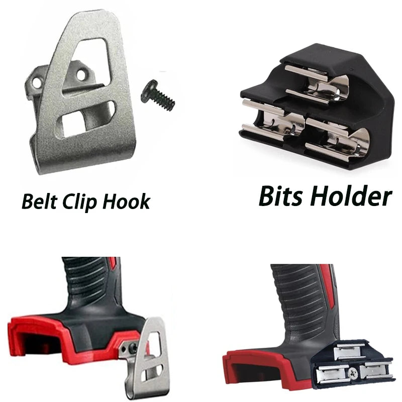 Bits Holder and Belt Clip Hook Kits for Milwaukee 18V Cordless Drill