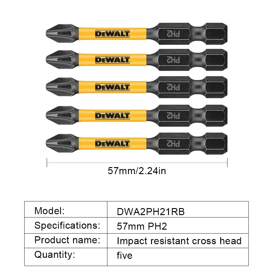 DEWALT 2/5/10PCS PH2 57mm Impact Screwdriver Bits Phillips Bit