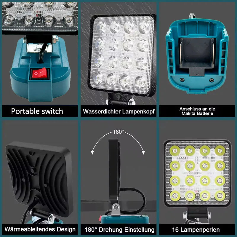 4 inch Cordless LED Work Light For Makita 14.4V-18V Li-ion Battery
