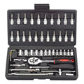 46pcs Car/Bicycle Repair Tool Kit - Ratchet Torque Wrench, Spanner,