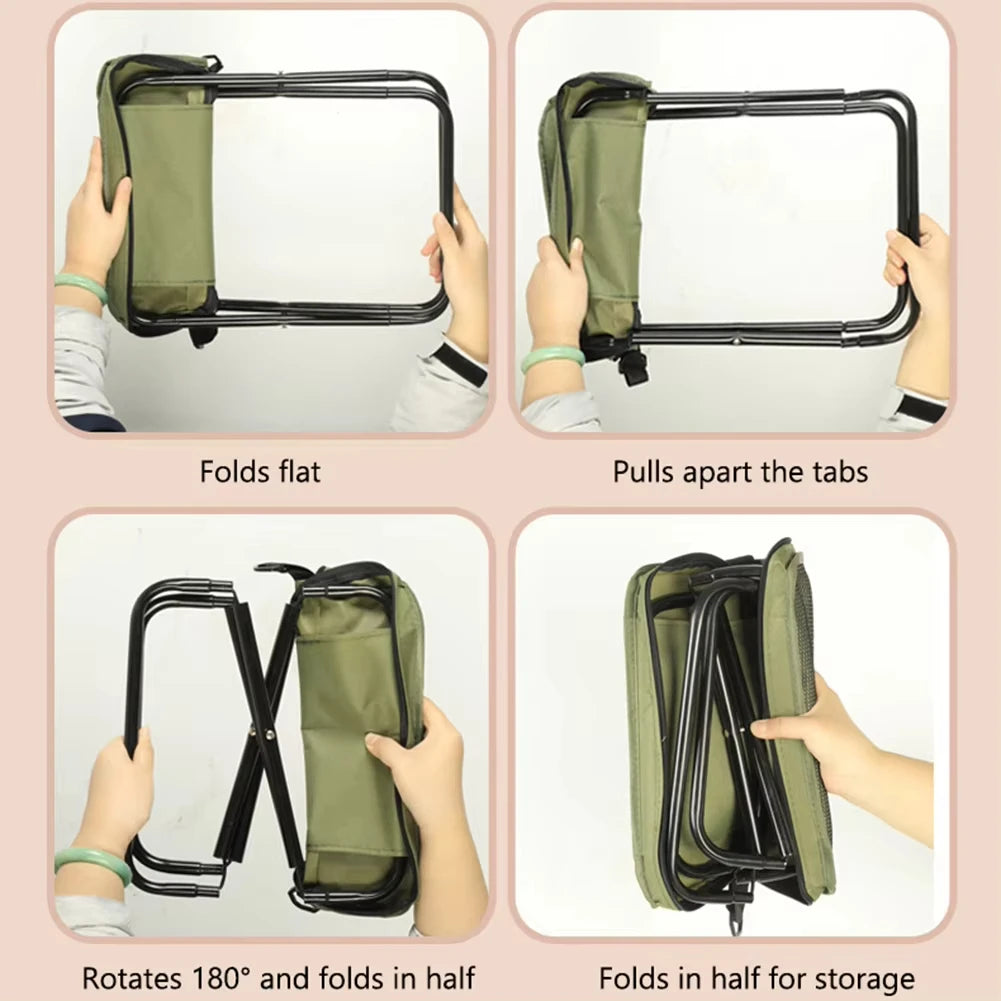 Folding stool for outdoor leisure, camping, and hiking fishing trips,