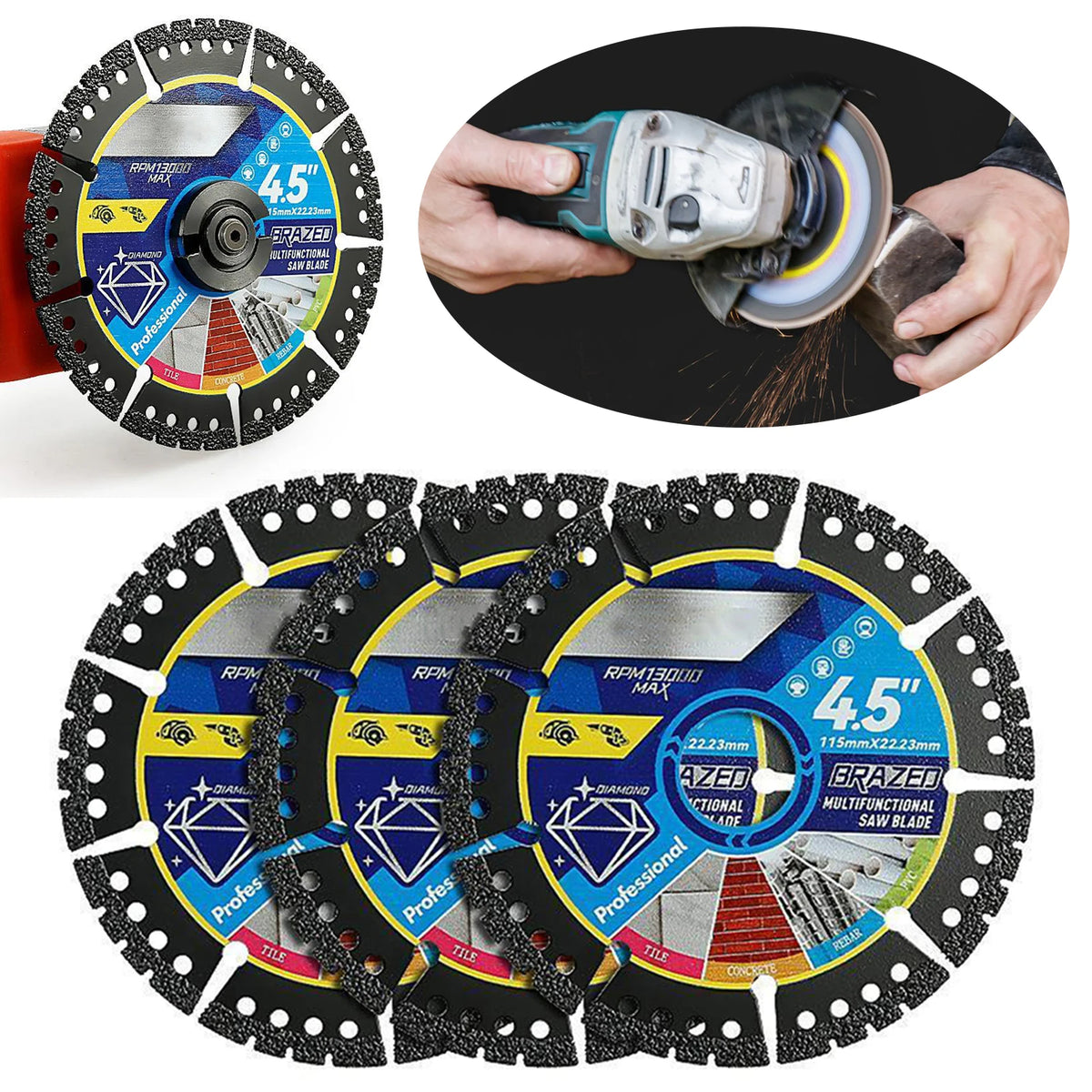 3PCS Heavy Duty Metal Cutting Wheel Angle Grinder Blade, Fast Precise