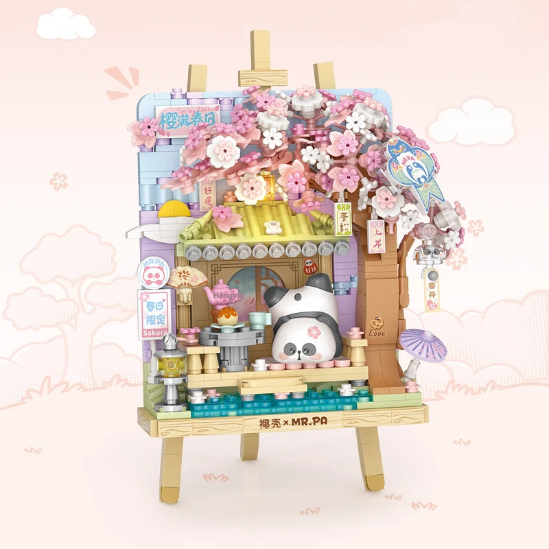 LOZ Four Seasons Scene Panda Stereo Model Assembled Ornaments Building Block Toys Children's Day Toy Gift