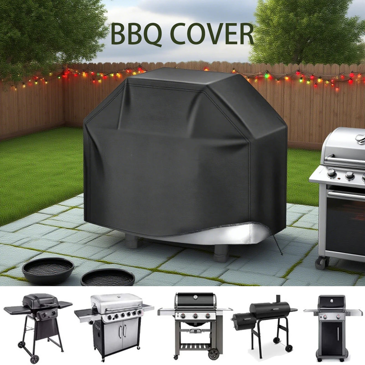 BBQ Grill Barbecue Cover Dustproof Waterproof Thickened BBQ Cover