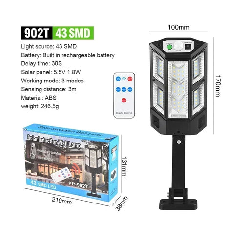Powerful LED Solar Outdoor Led Courtyard Wall Lamp Rechargeable Human