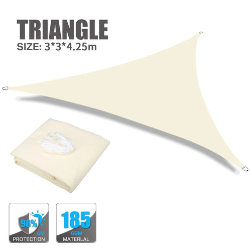 Beige Sun Shade Sail Rectangle Square Triangle Canopy Awning Cloth UV