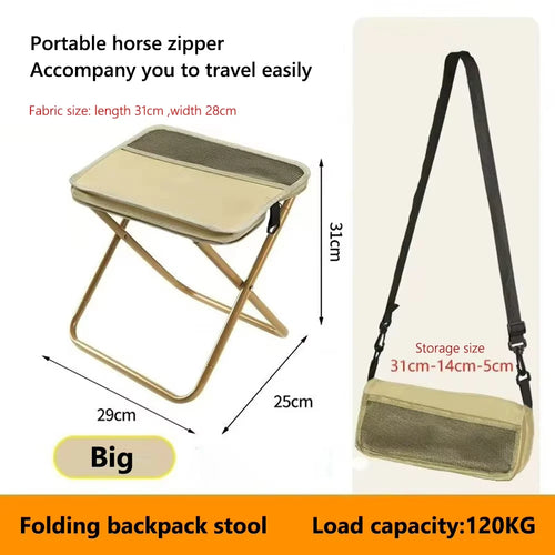 Folding stool for outdoor leisure, camping, and hiking fishing trips,