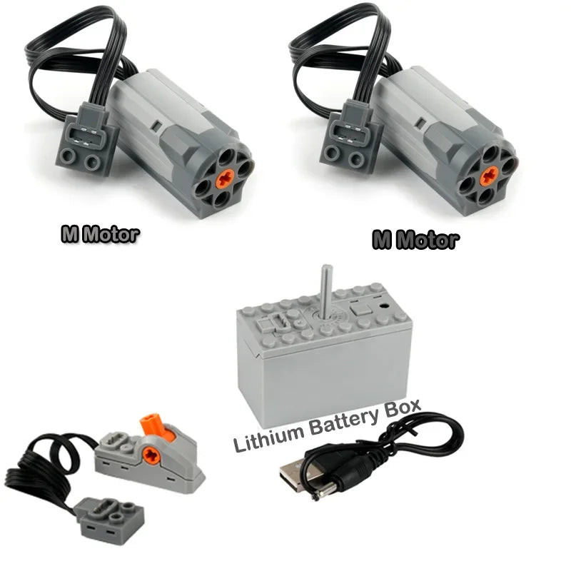 M/L/XL/Servo Motor Technical Building Blocks Parts Power Functions Lithium Battery Box 8883 88004 PF Bricks DIY Toys Accessories