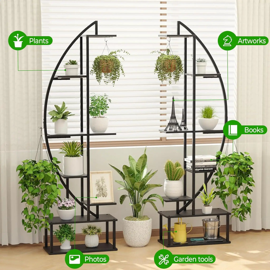 Plant Stand Shelf Indoor with 6 Grow Light, 7 Tiered 65" Tall Black