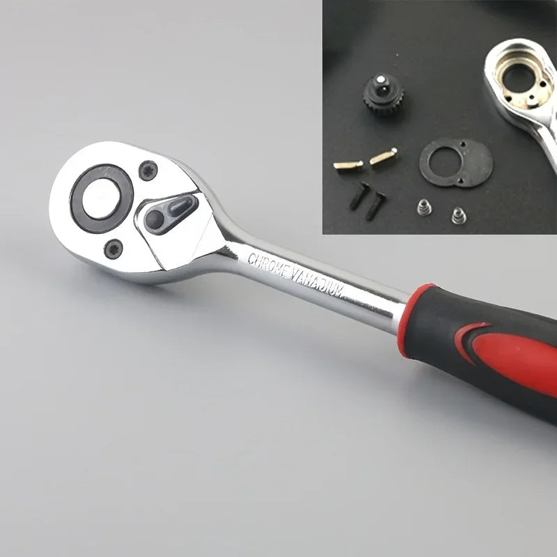 46pcs Car/Bicycle Repair Tool Kit - Ratchet Torque Wrench, Spanner,