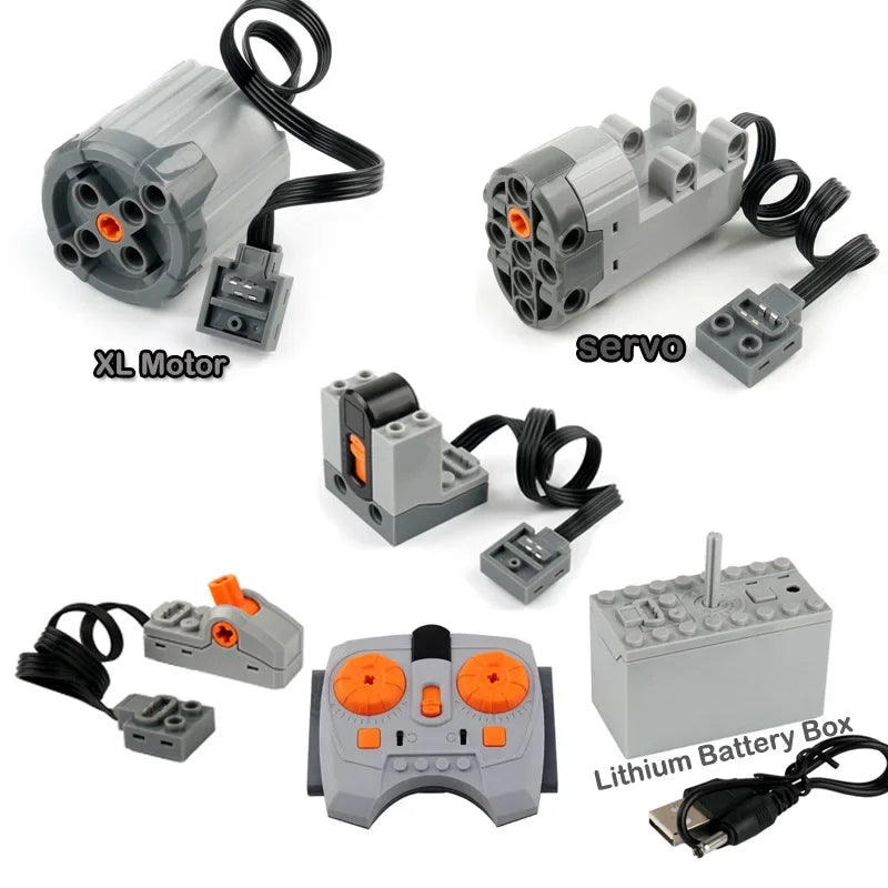 M/L/XL/Servo Motor Technical Building Blocks Parts Power Functions Lithium Battery Box 8883 88004 PF Bricks DIY Toys Accessories