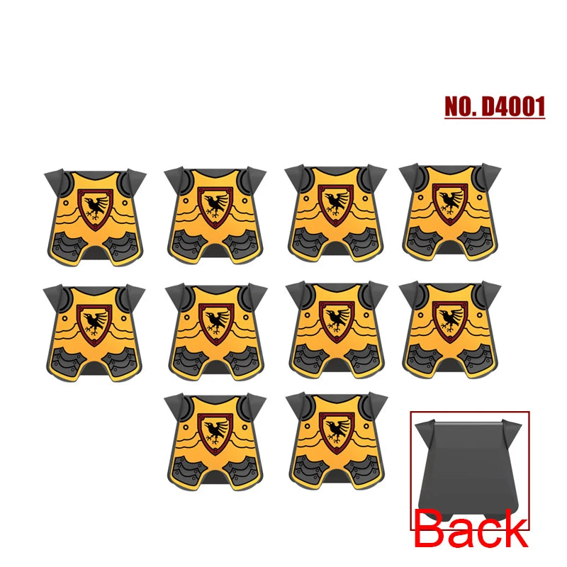 Medieval Weapons Accessories Building Blocks Solider Castle Knight Legion Red Lion Black Eagle Armor Cloak Shield Dragon Bricks