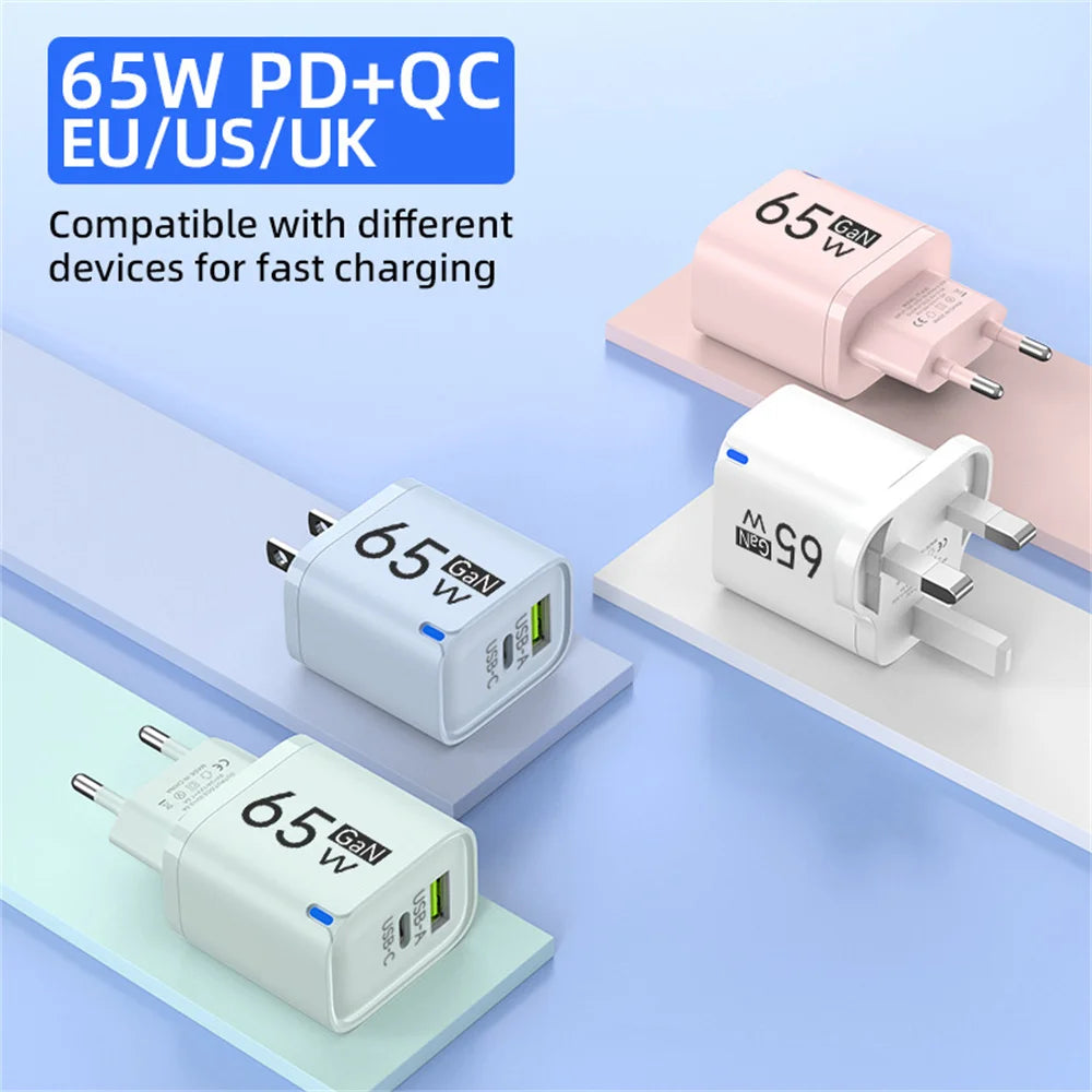 USB 65W Fast Charging Charger Type C High Speed Charge Mobile Phone